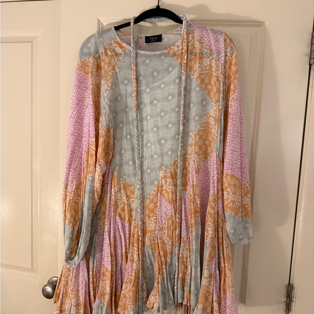 Vici Pink and Orange Patterned Dress